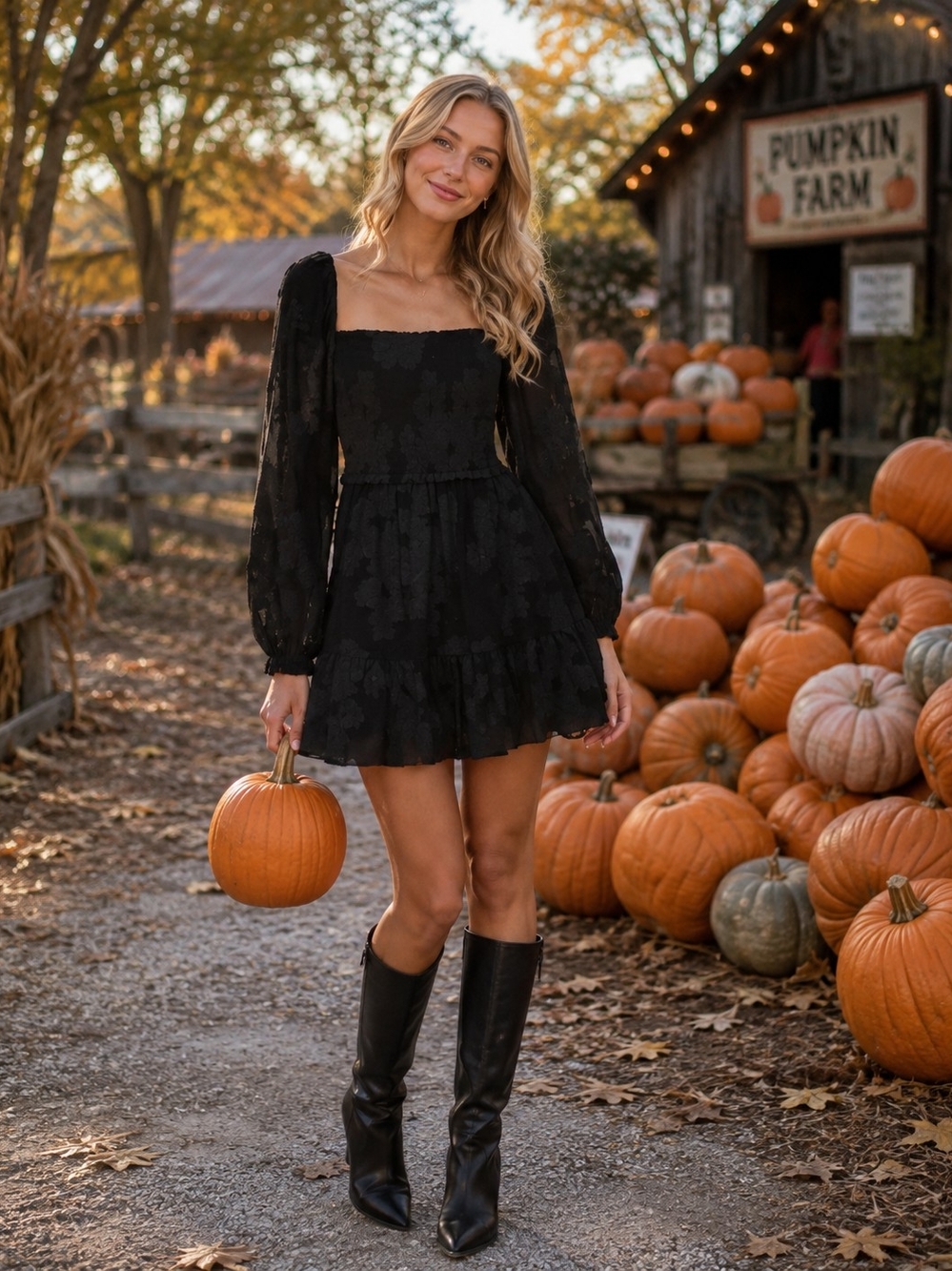 Wilfred Black Smocked Square-Neck Mini Dress